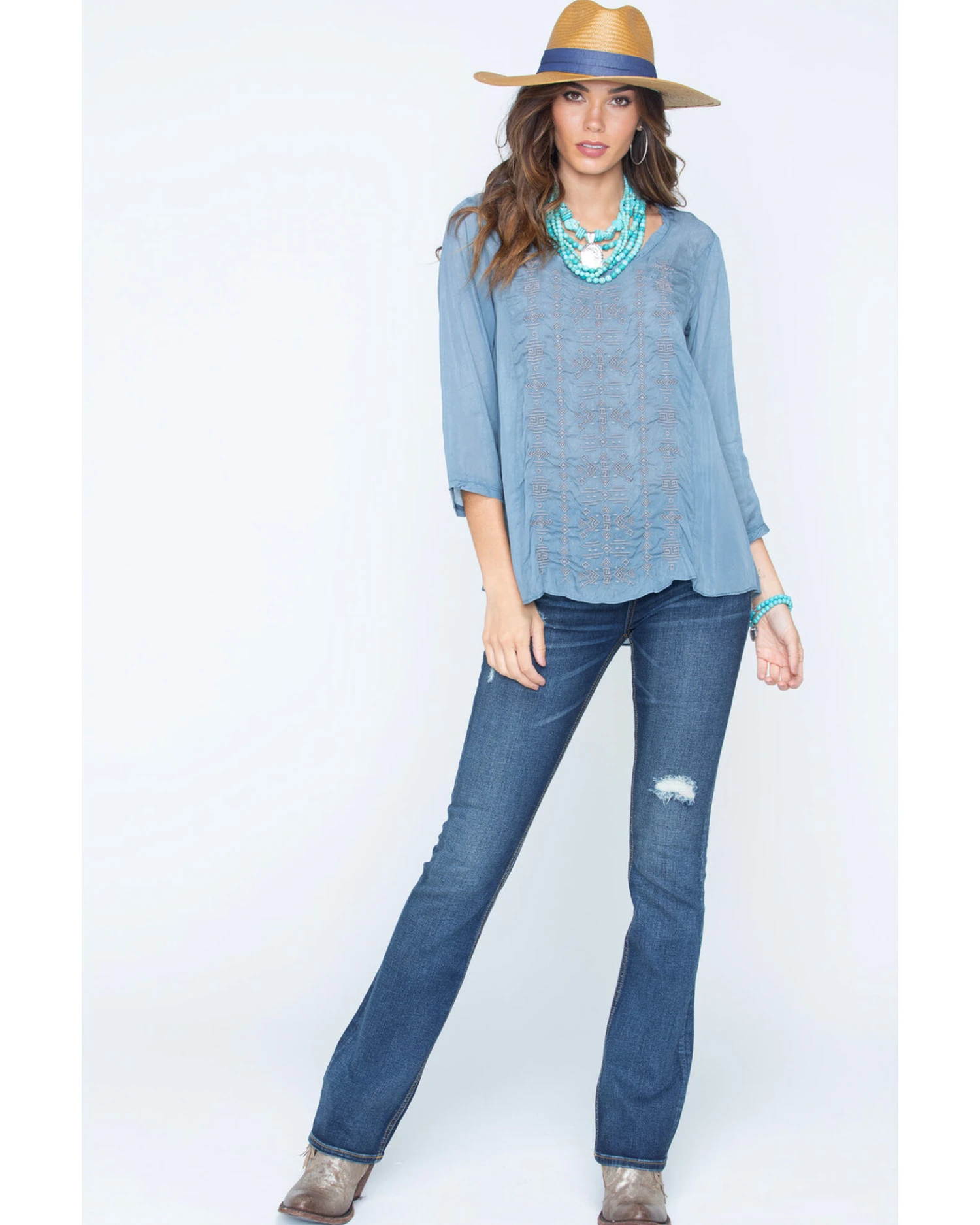 Ryan Michael Women's Embroidered Cupra Rayon Top 3 Ryan Michael Women's Embroidered Cupra Rayon Top