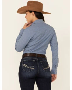 Wrangler Women's Solid Chambray Denim Long Sleeve Snap Western Core Shirt -Deals Wild Cowgirl Style Store 2000223225 400 P4