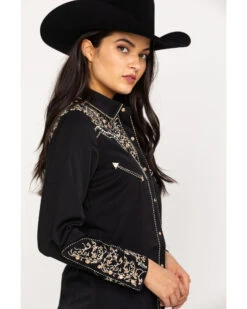 Scully Women's Scroll Embroidered Long Sleeve Pearl Snap Western Shirt -Deals Wild Cowgirl Style Store 2000240384 908 P3
