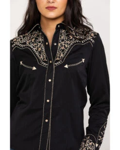 Scully Women's Scroll Embroidered Long Sleeve Pearl Snap Western Shirt -Deals Wild Cowgirl Style Store 2000240384 908 P4