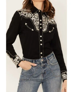 Scully Women's Silver Western Embroidered Shirt -Deals Wild Cowgirl Style Store 2000243972 040 P3