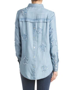 Miss Me Women's Denim Star Long Sleeve Button Down Shirt 8 Miss Me Women's Denim Star Long Sleeve Button Down Shirt -Deals Wild Cowgirl Style Store 2000249464 402 P2