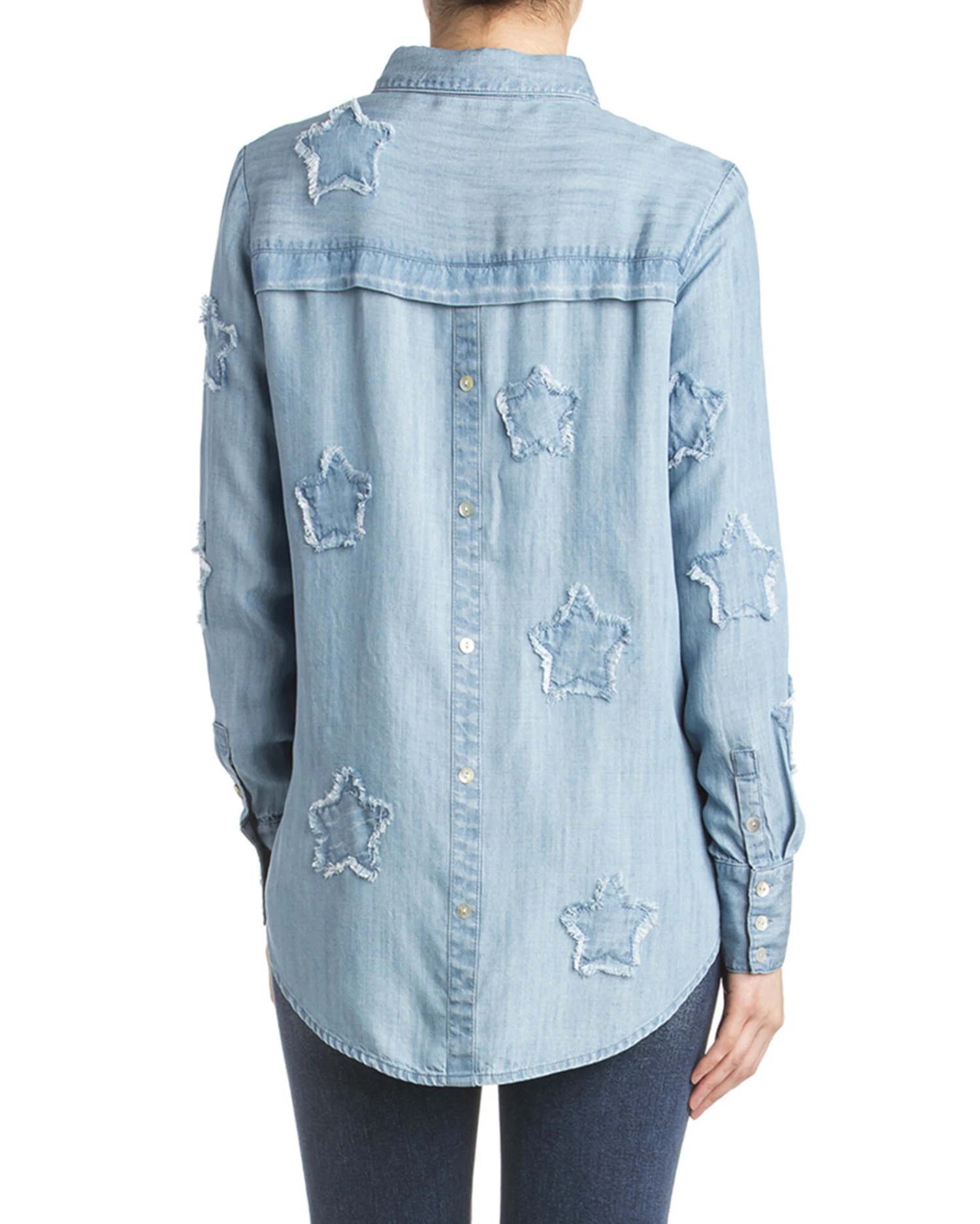 Miss Me Women's Denim Star Long Sleeve Button Down Shirt 5 Miss Me Women's Denim Star Long Sleeve Button Down Shirt - Image 3