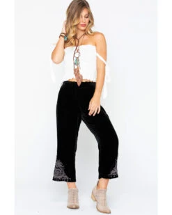 Johnny Was Women's Hirsch Velvet Embroidered Crop Pants -Deals Wild Cowgirl Style Store 2000257328 001 P6