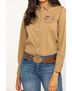 Wrangler Women's Solid Long Sleeve Snap Western Shirt 14 Wrangler Women's Solid Long Sleeve Snap Western Shirt -Deals Wild Cowgirl Style Store 2000266025 280 P5