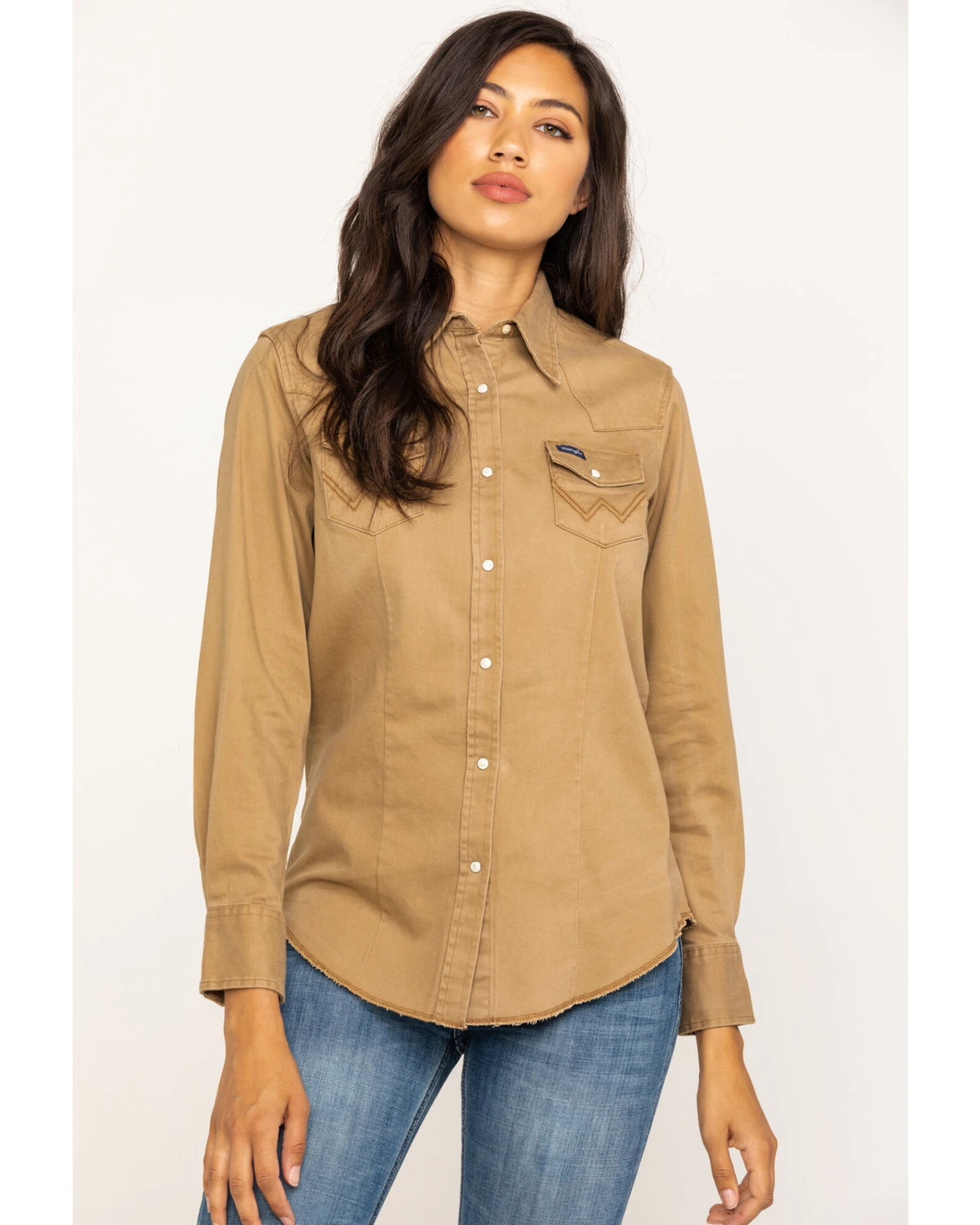 Wrangler Women's Solid Long Sleeve Snap Western Shirt 4 Wrangler Women's Solid Long Sleeve Snap Western Shirt - Image 2
