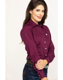 Cinch Women's Burgundy Button-Down Long Sleeve Western Shirt -Deals Wild Cowgirl Style Store 2000283787 640 P3