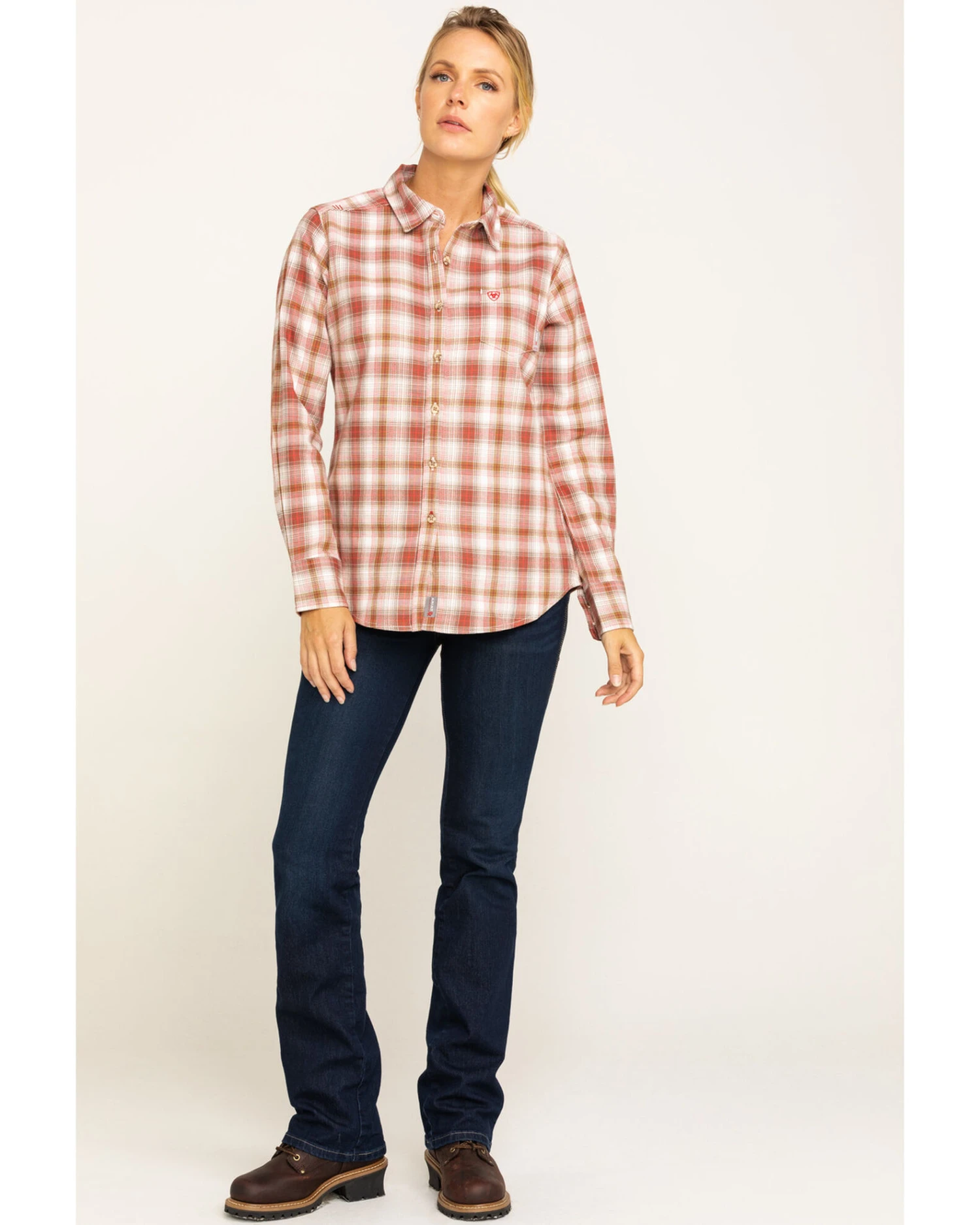 Ariat Women's FR Victoria Plaid Print Long Sleeve Work Shirt 5 Ariat Women's FR Victoria Plaid Print Long Sleeve Work Shirt - Image 3