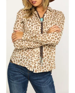 Stetson Women's Brown Leopard Print Button Down Top 11 Stetson Women's Brown Leopard Print Button Down Top -Deals Wild Cowgirl Style Store 2000286934 200 P4
