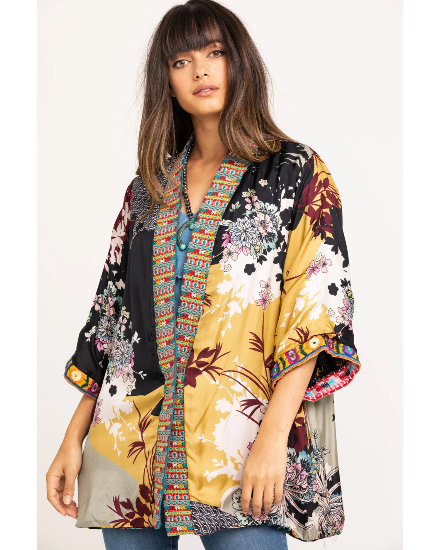 Johnny Was Women's Abril Velvet Reversible Kimono 3 Johnny Was Women's Abril Velvet Reversible Kimono