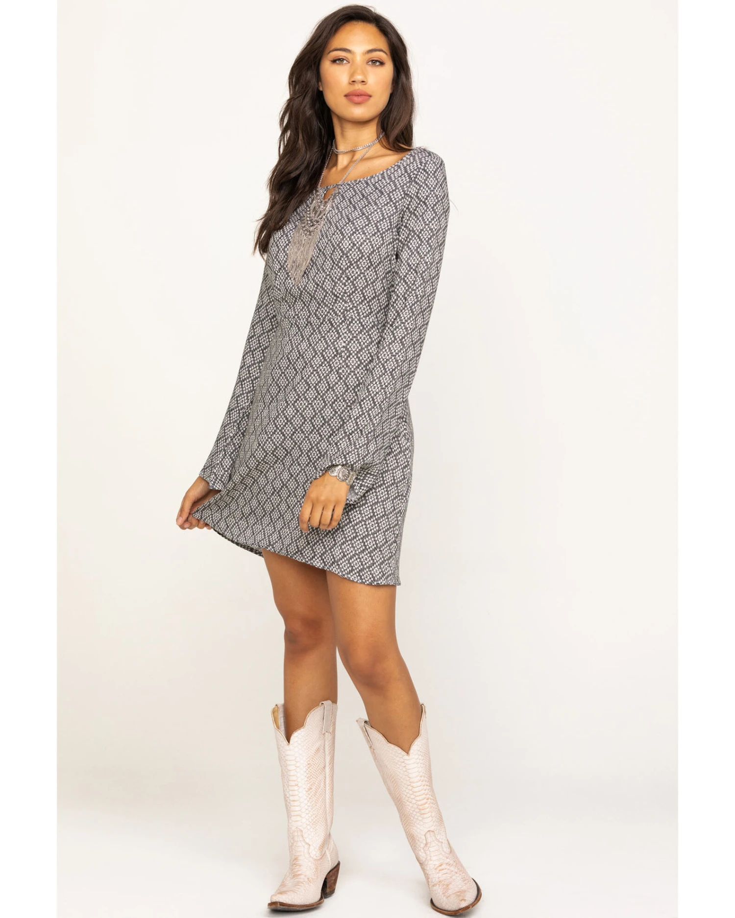 Stetson Women's Geometric Southwestern Bell Sleeve Dress 4 Stetson Women's Geometric Southwestern Bell Sleeve Dress - Image 2