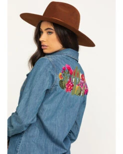 Stetson Women's Denim Desert Embroidered Long Sleeve Snap Western Shirt -Deals Wild Cowgirl Style Store 2000295427 400 P5