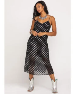 Band Of The Free Women's Black Dot Slip Midi Dress -Deals Wild Cowgirl Style Store 2000308167 001 P1
