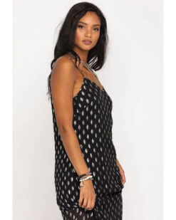 Band Of The Free Women's Black Dot Slip Midi Dress