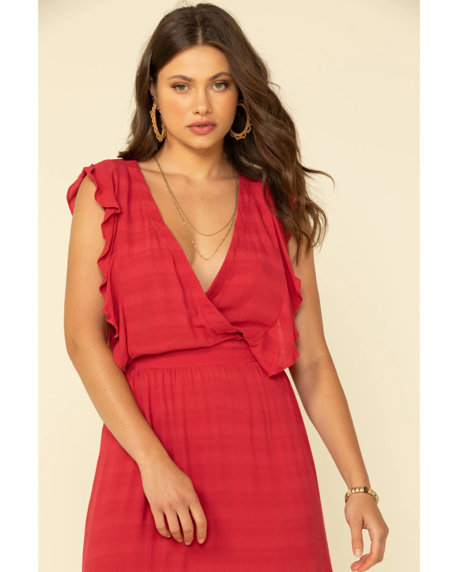 Stetson Women's Red Textured Ruffle Maxi Dress 5 Stetson Women's Red Textured Ruffle Maxi Dress - Image 3