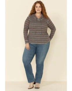 White Label By Panhandle Women's Southwestern Stripe Hoodie Tee - Plus 10 White Label By Panhandle Women's Southwestern Stripe Hoodie Tee - Plus -Deals Wild Cowgirl Style Store 2000323355 900 P2