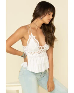 Free People Women's Adella Cami Lace Ruffled Tank Top -Deals Wild Cowgirl Style Store 2000325212 100 P1