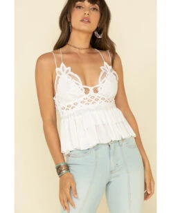 Free People Women's Adella Cami Lace Ruffled Tank Top -Deals Wild Cowgirl Style Store 2000325212 100 P2