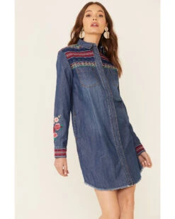 Stetson Women's Denim Southwestern Stripe Dress -Deals Wild Cowgirl Style Store 2000332680 400 P1