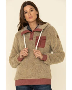 Wanakome Women's Fay Snap Neck Sherpa Hooded Pullover -Deals Wild Cowgirl Style Store 2000336329 280 P1