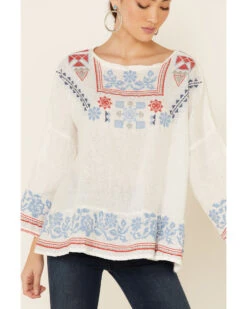 Johnny Was Women's Mateo Embroidered Gauze Long Sleeve Top -Deals Wild Cowgirl Style Store 2000339047 100 P3