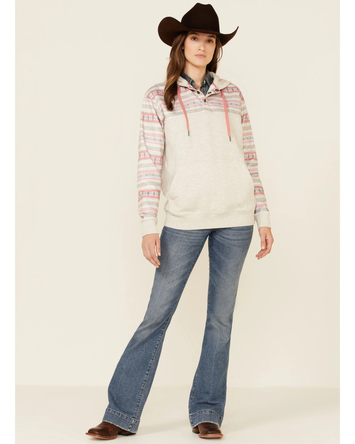 HOOey Women's Southwestern Print Button Down Hooded Pullover 3 HOOey Women's Southwestern Print Button Down Hooded Pullover