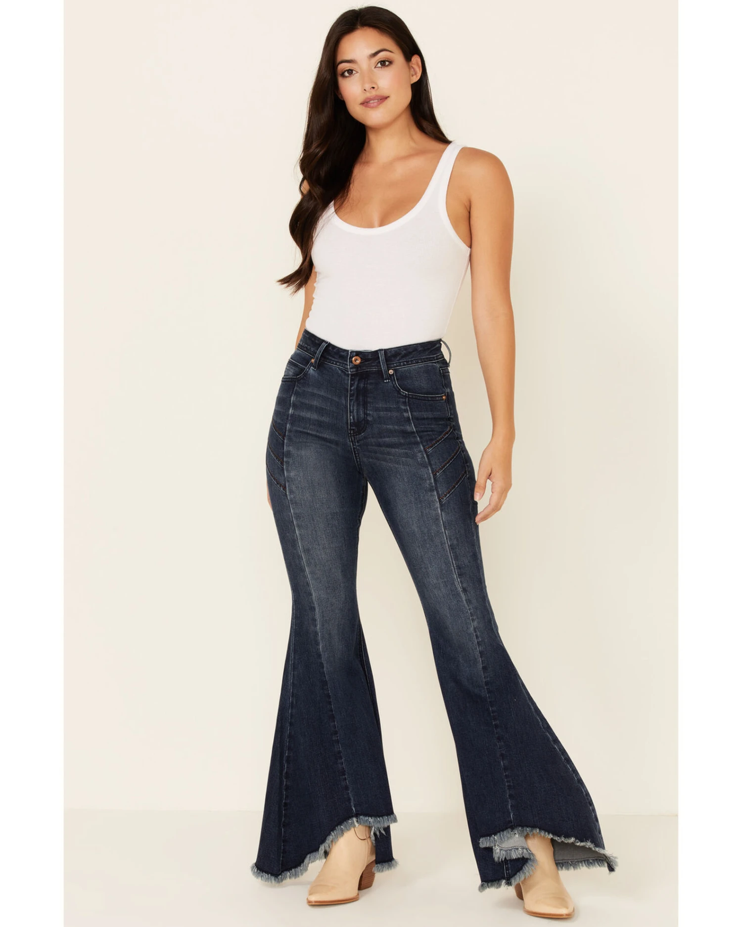 Grace In LA Women's Pleated Super Flare Leg Jeans 6 Grace In LA Women's Pleated Super Flare Leg Jeans - Image 4
