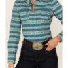 Roper Women's Teal Southwestern Stripe Snap Front Shirt -Deals Wild Cowgirl Style Store 2000352235 442 P2