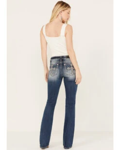 Miss Me Women's Dark Wash Lurex Embroidered Cross Non-Flap Pocket Tapered Bootcut Jeans 9 Miss Me Women's Dark Wash Lurex Embroidered Cross Non-Flap Pocket Tapered Bootcut Jeans -Deals Wild Cowgirl Style Store 2000353457 401 P1