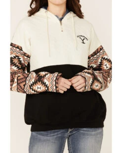 Paramount Network's Yellowstone Women's Mauve Southwestern Sleeve Hoodie Pullover -Deals Wild Cowgirl Style Store 2000356684 661 P2