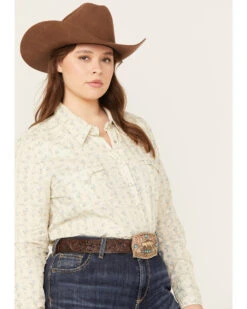Roper Women's Floral Print Long Sleeve Pearl Snap Western Shirt - Plus -Deals Wild Cowgirl Style Store 2000358906 110 P2