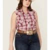 Roper Women's Classic Plaid Print Sleeveless Western Snap Shirt - Plus 1 Roper Women's Classic Plaid Print Sleeveless Western Snap Shirt - Plus -Deals Wild Cowgirl Style Store 2000358925 600 P1