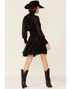 Revel Women's Sparkle Shirred Mock Neck Party Dress -Deals Wild Cowgirl Style Store 2000360281 001 P3