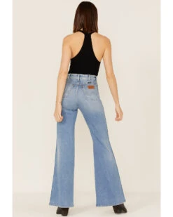 Wrangler X Fender Women's Wanderer Cowgirl Rockstar Medium Wash High Rise Flare Jeans