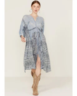 Free People Women's Oh My Indigo Midi Dress -Deals Wild Cowgirl Style Store 2000362302 402 P1