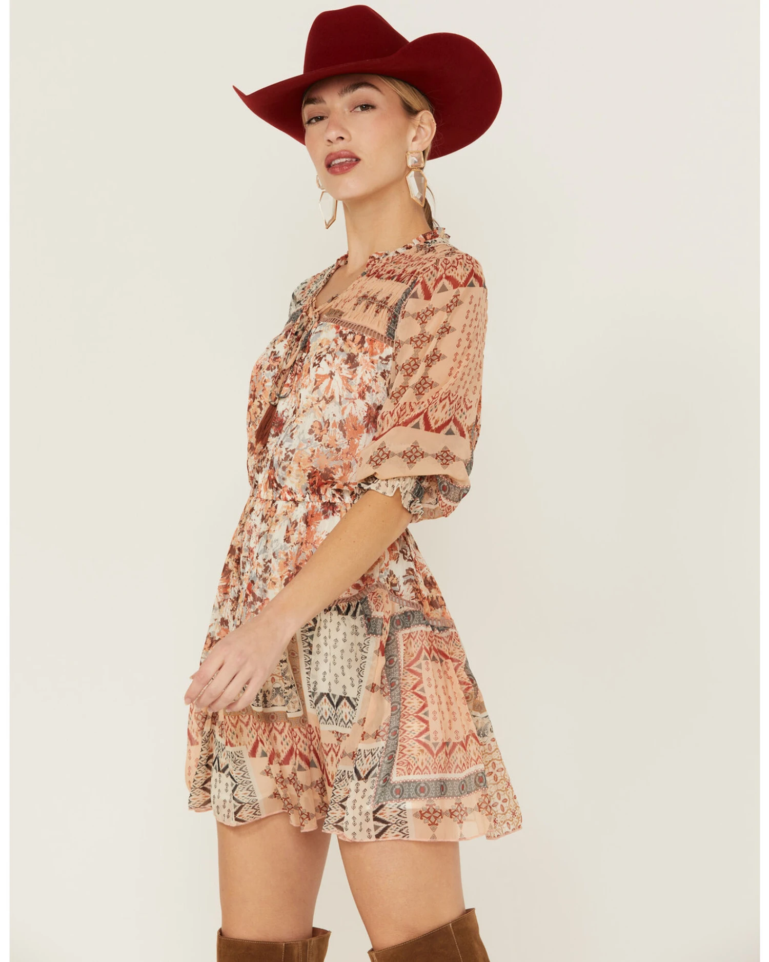 Miss Me Women's Patchwork Long Sleeve Dresss 3 Miss Me Women's Patchwork Long Sleeve Dresss