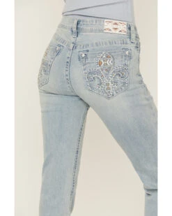 Grace In LA Women's Fleur De Lis Pocket Southwestern Bootcut Jeans -Deals Wild Cowgirl Style Store 2000365096 400 P2