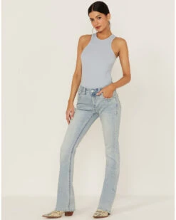 Grace In LA Women's Fleur De Lis Pocket Southwestern Bootcut Jeans -Deals Wild Cowgirl Style Store 2000365096 400 P3