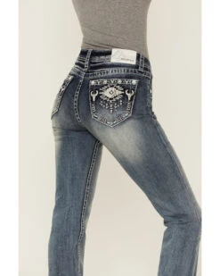 Grace In La Women's Steer Head Southwestern Pocket Bootcut Jeans -Deals Wild Cowgirl Style Store 2000365101 400 P2