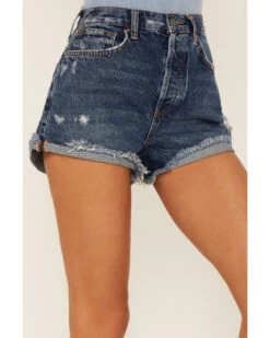 Free People Women's Lasso Dark Wash High Rise Shorts -Deals Wild Cowgirl Style Store 2000365756 416 P2