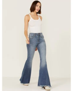 Sneak Peek Women's High Rise Super Flare Raw Hem Jeans -Deals Wild Cowgirl Style Store 2000366402 400 P1