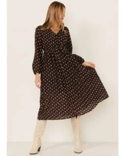 Molly Bracken Women's Printed Midi Long Sleeve Dress -Deals Wild Cowgirl Style Store 2000366478 200 P1