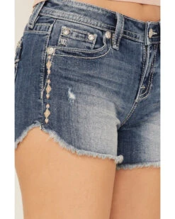 Miss Me Women's Medium Wash Southwestern Rhinestone Embroidered Denim Shorts 9 Miss Me Women's Medium Wash Southwestern Rhinestone Embroidered Denim Shorts -Deals Wild Cowgirl Style Store 2000369013 414 P4
