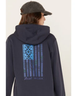 Ariat Women's Rebar Southwestern Flag Graphic Hooded Work Sweatshirt
