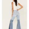 Shyanne Women's Two Tone Seamed Light Wash High Rise Flare Jeans -Deals Wild Cowgirl Style Store 2000373381 416 P4