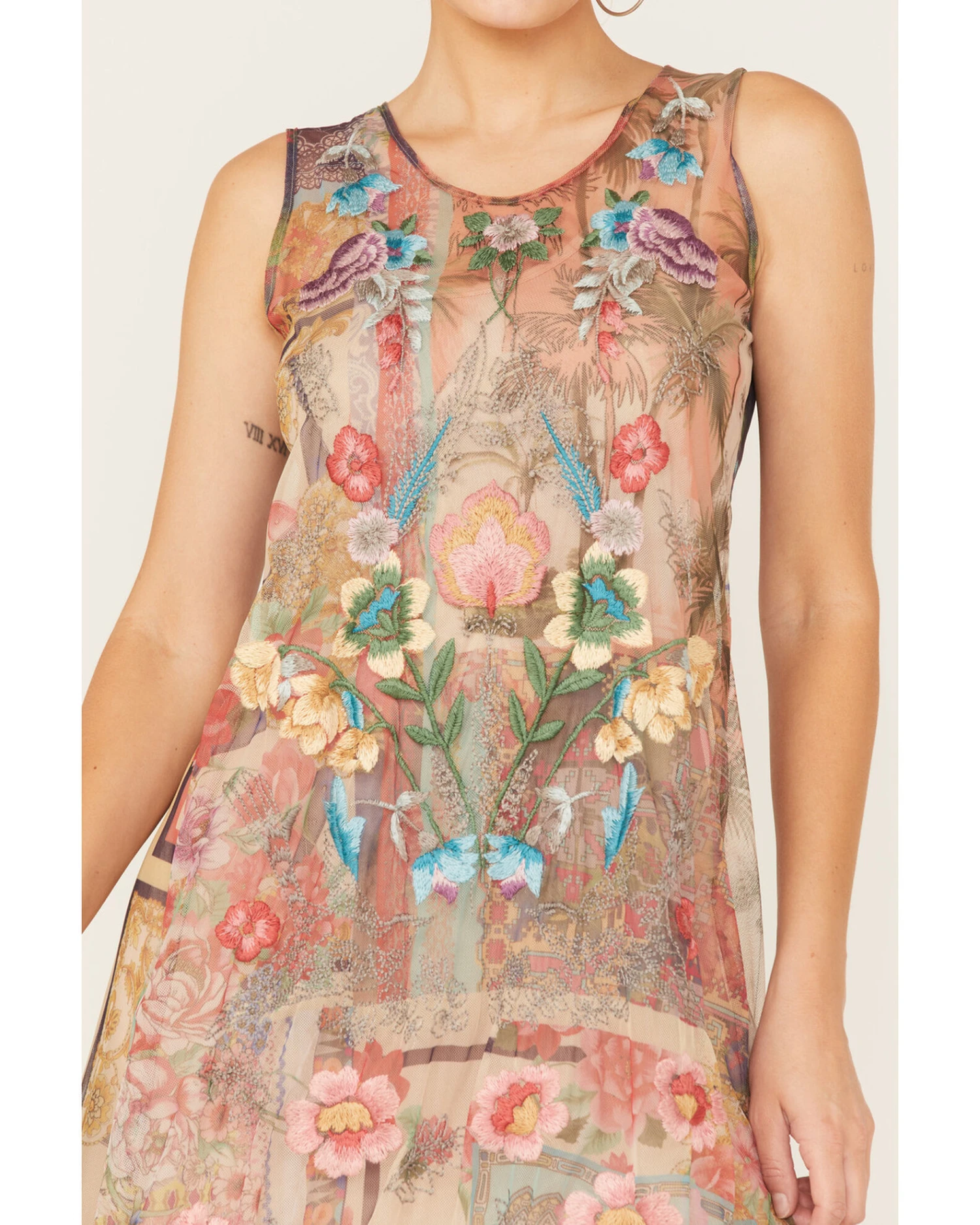 Johnny Was Women's Elisha Floral Print Mesh Slip Dress 5 Johnny Was Women's Elisha Floral Print Mesh Slip Dress - Image 3