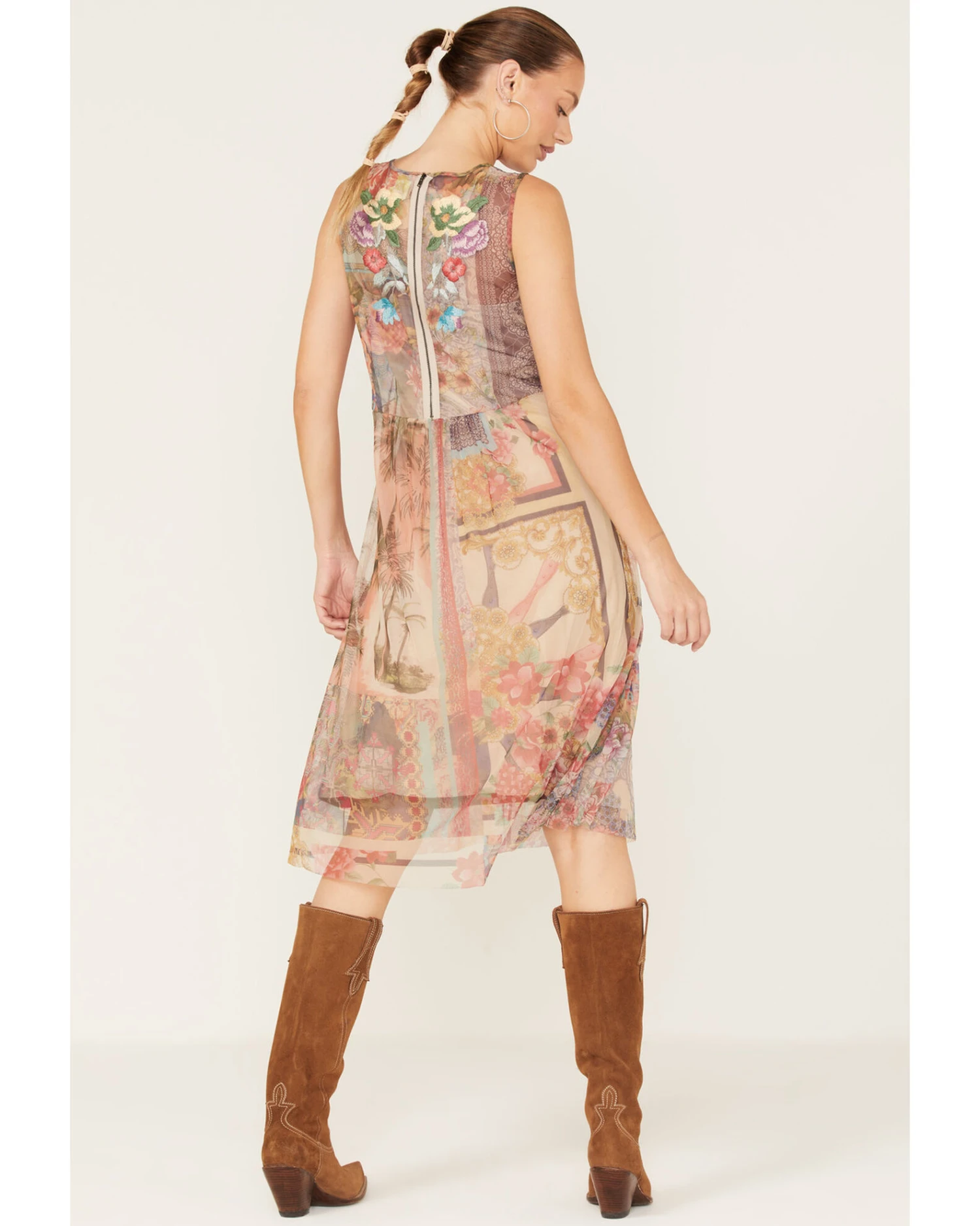 Johnny Was Women's Elisha Floral Print Mesh Slip Dress 3 Johnny Was Women's Elisha Floral Print Mesh Slip Dress