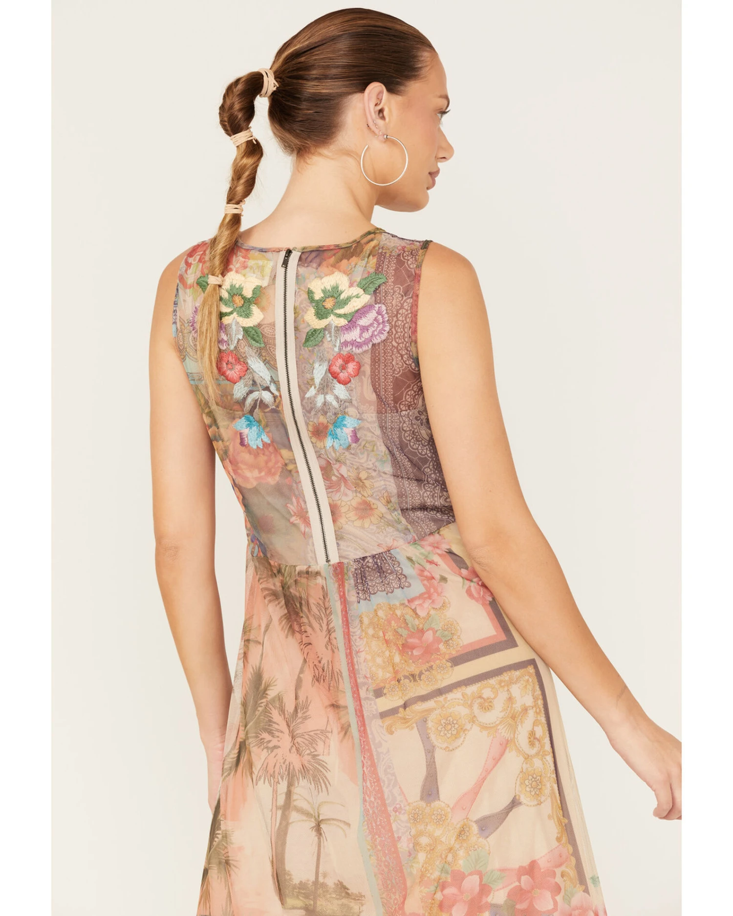 Johnny Was Women's Elisha Floral Print Mesh Slip Dress 6 Johnny Was Women's Elisha Floral Print Mesh Slip Dress - Image 4