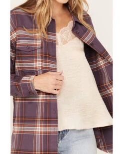 Cleo + Wolf Women's Plaid Print Oversized Long Sleeve Flannel Button Down Shirt -Deals Wild Cowgirl Style Store 2000374827 560 P3