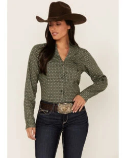 Roper Women's Medallion Print Long Sleeve Snap Western Shirt -Deals Wild Cowgirl Style Store 2000378230 300 P1